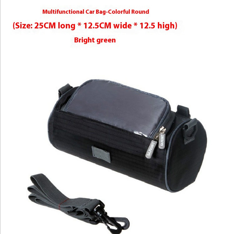 Black handlebar bag with shoulder strap, 25 x 12.5 x 12.5 cm