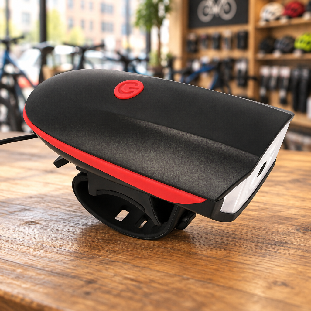 Rechargeable Bike Headlight with Horn + Tail Light