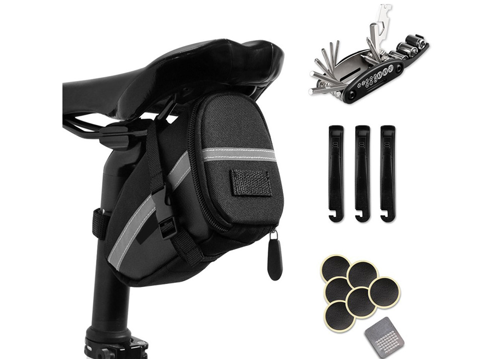 Saddle bag with repair kit